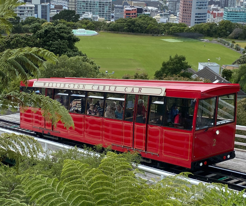 Wellington Cable Car overlooking Kelburn Park and CBD